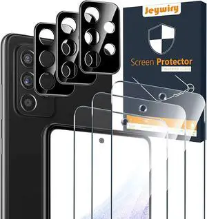 Jeywiry 3 Pack Screen Protector Compatible for Samsung Galaxy A53 5G with 3 Pack Camera Lens Protector, Ultra HD Tempered Glass, 9H Hardness, Anti-Scratch, Easy Installation - Case Friendly