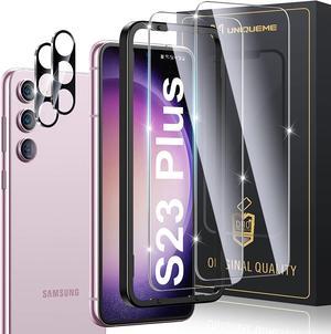 UniqueMe for S23 Plus Screen Protector,Ultrasonic Fingerprint Unclock[2+2 Pack] Samsung Galaxy S23+ / S23 Plus 6.6 inch 9H Tempered Glass and Camera Lens Protector Case Friendly