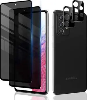 [2+2 Pack] Privacy Screen Protector for Samsung Galaxy A53 5G 2022 and Camera Lens Protector, Anti-Spy, Bubble Free, Easy Installation [Not Fit for Fingerprint Recognition] (Not for Galaxy A52)