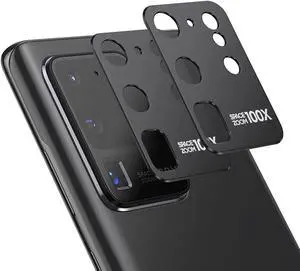 2 Pack for Samsung S20 Ultra Camera Lens Protector Case Alloy Metal Galaxy S20 Ultra 5G Camera Screen Lens Protector Protective Cover Easy Installation [Not Affect Flash] (Black)