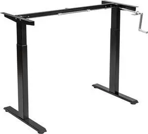Tangkula Hand Crank Stand Up Desk Frame, Manual Height Adjustable Standing Workstation with Foldable Crank Handle, Cable Management Tray, Headphone Hook, Ergonomic Sit Stand Desk Frame for Home Office