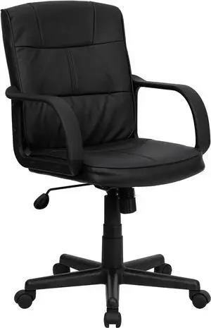 Flash Furniture Rider Mid-Back Black LeatherSoft Swivel Task Office Chair with Arms