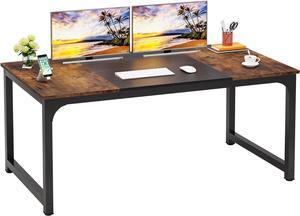 LITTLE TREE 70.8 Inch X-Large Executive Computer Office Desk, Brown+Black