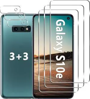 [3+3 Pack] Galaxy S10e Screen Protector + Camera Lens Protector, HD Tempered Glass Film, 9H Hardness, Scratch Resistant, Easy Installation, Bubble Free, Screen Protector for Samsung Galaxy S10e