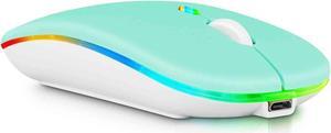 Bluetooth Rechargeable Mouse for Apple MacBook Pro MC976LL/A Laptop Bluetooth Wireless Mouse Designed for Laptop / PC / Mac / iPad pro / Computer / Tablet / Android RGB LED Teal