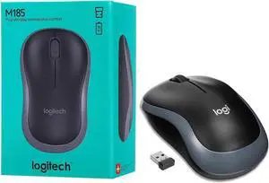 Wireless Optical Mouse - Logi M185 Plug-and-Play, Long Battery Life, Comfort Design, for Left and Right-Handed Use - Compatible with Students and All Operating Systems -Black