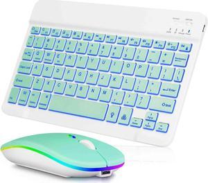 UX030 Lightweight Keyboard and Mouse with Background RGB Light, Multi Device slim Rechargeable Keyboard Bluetooth 5.1 and 2.4GHz Stable Connection Keyboard for Lenovo Tab 4 8