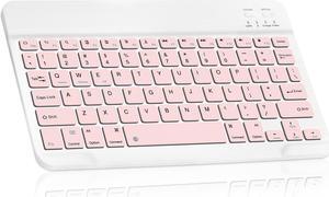 Ultra-Slim Bluetooth rechargeable Keyboard for Amazon Fire HD 10 (2019) and all Bluetooth Enabled iPads, iPhones, Android Tablets, Smartphones, Windows pc - Flamingo Pink