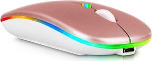 2.4GHz & Bluetooth Mouse, Rechargeable Wireless LED Mouse for Apple iPhone 14 ALso Compatible with TV / Laptop / PC / Mac / iPad pro / Computer / Tablet / Android - Rose Gold