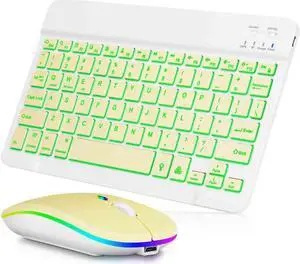 UX030 Lightweight Keyboard and Mouse with Background RGB Light, Multi Device slim Rechargeable Keyboard Bluetooth 5.1 and 2.4GHz Stable Connection Keyboard for V40 5G