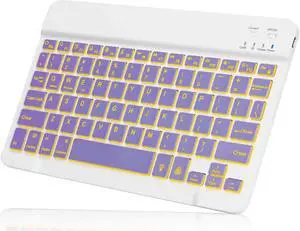 UX030 Lightweight Ergonomic Keyboard with Background RGB Light, Multi Device slim Rechargeable Keyboard Bluetooth 5.1 and 2.4GHz Stable Connection Keyboard for T-Mobile REVVL 6 Pro