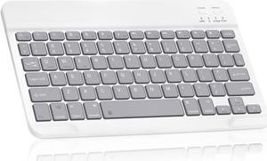 Ultra-Slim Bluetooth rechargeable Keyboard for Amazon Fire HD 10 (2017) and all Bluetooth Enabled iPads, iPhones, Android Tablets, Smartphones, Windows pc - Stone Grey