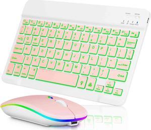 UX030 Lightweight Keyboard and Mouse with Background RGB Light Multi Device slim Rechargeable Keyboard Bluetooth 51 and 24GHz Stable Connection Keyboard for Xiaomi Mi Pad 4