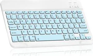 Ultra-Slim Bluetooth rechargeable Keyboard for Magic V and all Bluetooth Enabled iPads, iPhones, Android Tablets, Smartphones, Windows pc - Sky Blue