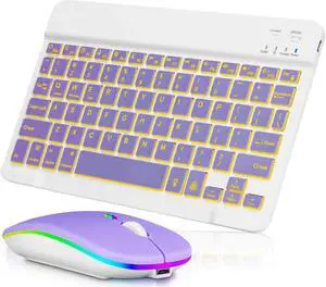 UX030 Lightweight Keyboard and Mouse with Background RGB Light, Multi Device slim Rechargeable Keyboard Bluetooth 5.1 and 2.4GHz Stable Connection Keyboard for Pocket S