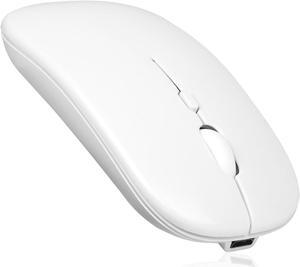2.4GHz & Bluetooth Rechargeable Mouse for Xiaomi Redmi Note 10 Pro Bluetooth Wireless Mouse for Laptop / PC / Mac / iPad pro / Computer / Tablet / Android Pure White