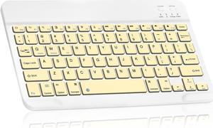 Ultra-Slim Bluetooth rechargeable Keyboard for Amazon Fire HD 10 (2021) and all Bluetooth Enabled iPads, iPhones, Android Tablets, Smartphones, Windows pc -Banana Yellow