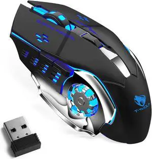 Rechargeable Wireless Bluetooth Mouse Multi-Device (Tri-Mode:BT 5.0/4.0+2.4Ghz) with 3 DPI Options, Ergonomic Optical Portable Silent Mouse for Dell XPS 10 Blue Black