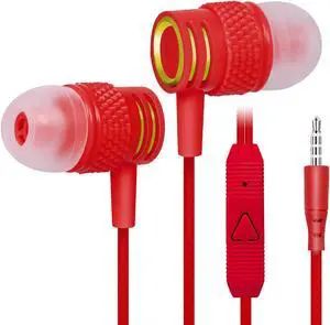 UrbanX R2 Wired in-Ear Headphones with Mic For Samsung Galaxy A7 (2018) with Tangle-Free Cord, Noise Isolating Earphones, Deep Bass, In Ear Bud Silicone Tips