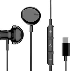 URBAN EXTREME USB Type C Earphones Stereo in Ear Earbuds with Mic and Volume Control Compatible with Samsung Galaxy S20 5G - Black (US version with Warranty)