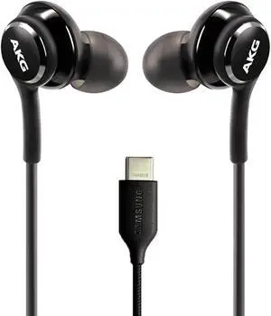 OEM UrbanX 2021 Stereo Headphones for Samsung Galaxy Tab S5e Braided Cable - Designed by AKG - with Microphone (Black) USB-C Connector (US Version with Warranty)