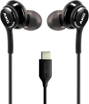 OEM UrbanX 2021 Stereo Headphones for Samsung Galaxy S20 Ultra 5G Braided Cable - Designed by AKG - with Microphone (Black) USB-C Connector (US Version with Warranty)