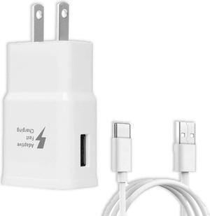 Adaptive Fast Wall Adapter USB-C type Charger for Samsung Galaxy A01 Bundled with UrbanX USB-C Cable Cord 10ft Super Fast Charging Kit - White