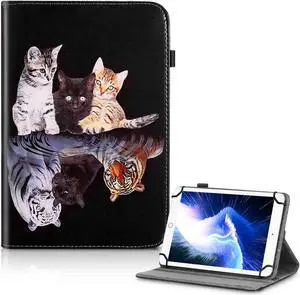 UrbanX 7-8 Inch Universal Tablet Case, Protective Cover StFolio Case for Acer Iconia One 8 B1-820 7 8 Inch, with 360 Degree Rotatable Kickstand, Multiple Viewing Angles Stylus Holder - Cats