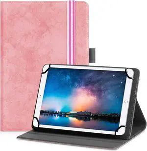 UrbanX Universal Case for 9-11 inch Tablet,Stand Folio Tablet Case Protective Cover for TCL Tab 10s 5G Touchscreen Tablet, Adjustable Fixing Band and Multiple Angles-Baby Pink