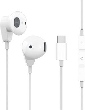 Urban Extreme USB Type C Earphones Stereo in-Ear Earbuds with Microphone and Volume Control Compatible with Motorola Razr 5G - White (US Version with Warranty)