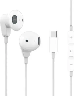 Urban Extreme USB Type C Earphones Stereo in-Ear Earbuds with Microphone and Volume Control Compatible with Google Pixel 4 - White (US Version with Warranty)