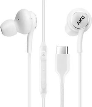 OEM UrbanX 2021 Type-C Stereo Headphones for Samsung Galaxy A53 5G Braided Cable - with Microphone (White) USB-C Connector (US Version)