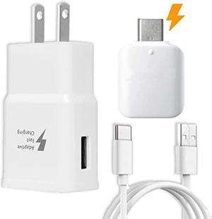 Fast Adaptive Wall Adapter Charger for Samsung Galaxy A02 A01 A03s A11 A21s A31 A51 A71 EP-TA20JWE Bundled with UrbanX Type C/USB-C 10ft (3m) and OTG Adapter - 3 Items - Rapid Charging - White