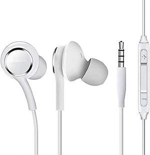 OEM UrbanX 2019 Stereo Headphones for Samsung Galaxy S10 S10e Plus Braided Cable - Designed by AKG - with Microphone and Volume Buttons (White)