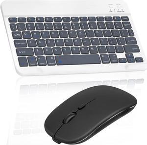 Rechargeable Bluetooth Keyboard and Mouse Combo Ultra Slim Full-Size Keyboard and Mouse for Amazon Fire HD 10 Plus (2021) and All Bluetooth Enabled Mac/Tablet/iPad/PC - Shadow Grey with Black Mouse