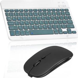 Rechargeable Bluetooth Keyboard and Mouse Combo Ultra Slim Full-Size Keyboard and Mouse for Amazon Fire HD 10 Plus (2021) and All Bluetooth Enabled Mac/Tablet/iPad/PC -Pine Green with Black Mouse
