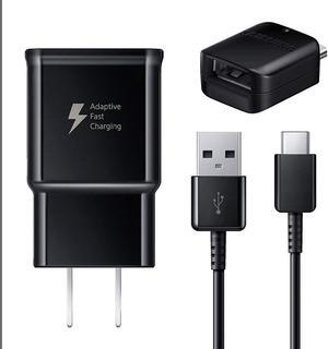 Fast Adaptive Wall Adapter Charger for Galaxy S10 Lite S9 Plus Note 9 S8 Note 8 EP-TA20JBE - 4 Foot UrbanX Type C/USB-C UrbanX Cable and OTG Adapter - Black