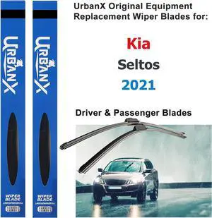 UrbanX 2-IN-1 All Seasons Water Repellency Original Equipment Replacement Wiper Blades For 2021 Kia Seltos 24" & 18" - Driver & Passenger Side (Pack of 2)