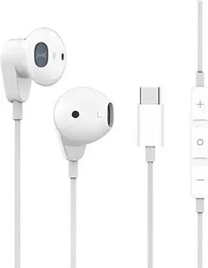 Urban Extreme USB Type C Earphones Stereo in-Ear Earbuds with Microphone and Volume Control Compatible with OnePlus 8 5G (T-Mobile) - White (US Version with Warranty)
