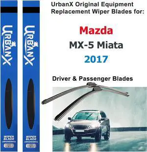 UrbanX 2-IN-1 All Seasons Water Repellency Original Equipment Replacement Wiper Blades For 2017 Mazda MX-5 Miata 19" & 18" - Driver & Passenger Side (Pack of 2)