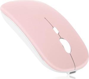 2.4GHz & Bluetooth Mouse, Rechargeable Wireless Mouse for iPad Mini (2019) Bluetooth Wireless Mouse for Laptop / PC / Mac / iPad pro / Computer / Tablet / Android - Pink