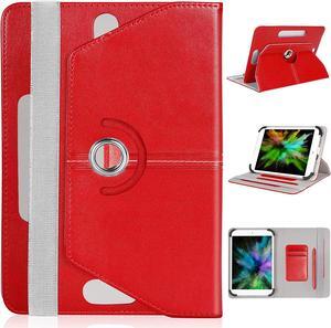 UrbanX 10.1 Inch Universal Tablet Case Protective Cover Folio for Acer Iconia Tab A500 360 Degree Rotatable Kickstand Multiple Viewing Angles Credit Card Holder - Red