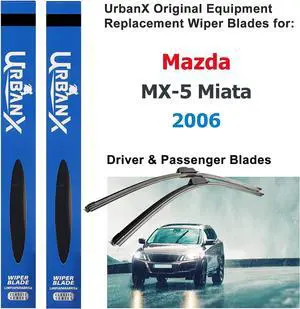 UrbanX 2-IN-1 All Seasons Water Repellency Original Equipment Replacement Wiper Blades For 2006 Mazda MX-5 Miata 18" & 18" - Driver & Passenger Side (Pack of 2)