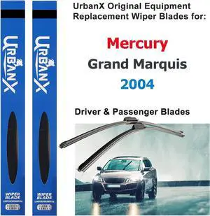 UrbanX 2-IN-1 All Seasons Water Repellency Original Equipment Replacement Wiper Blades For 2004 Mercury Gr& Marquis 22" & 22" - Driver & Passenger Side (Pack of 2)