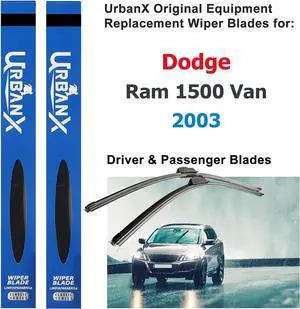 UrbanX 2-IN-1 All Seasons Water Repellency Original Equipment Replacement Wiper Blades For 2003 Dodge Ram 1500 Van 19" & 19" - Driver & Passenger Side (Pack of 2)