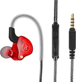 UrbanX iX2 Pro Dynamic Hybrid Dual Driver in Ear Musicians Earphones with Mic Tangle-Free Cable in-Ear Earbuds Headphones for Motorola Tab G20 - Red