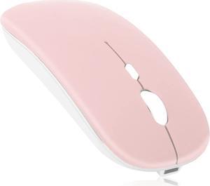 2.4GHz & Bluetooth Mouse, Rechargeable Wireless Mouse for Samsung Galaxy Tab Active 2 Bluetooth Wireless Mouse for Laptop / PC / Mac / iPad pro / Computer / Tablet / Android - Pink