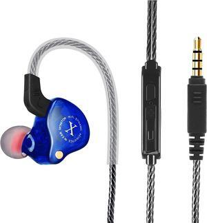 UrbanX iX2 Pro Dynamic Hybrid Dual Driver in Ear Musicians Earphones with Mic Tangle-Free Cable in-Ear Earbuds Headphones for Motorola Moto G Power (2021) - Blue