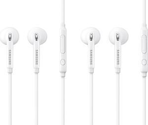 SAMSUNG (2 Pack) OEM Wired 3.5mm White Headset with Microphone, Volume Control, and Call Answer End Button [EO-EG920BW] for SAMSUNG Galaxy S6 Edge+ / S6 / S5, Galaxy Note 5/4 / Edge (Bulk Packaging)
