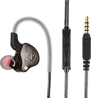 UrbanX iX2 Pro Dynamic Hybrid Dual Driver in Ear Musicians Earphones with Mic Tangle-Free Cable in-Ear Earbuds Headphones for Samsung Galaxy Tab A 10.1 (2019) - Black